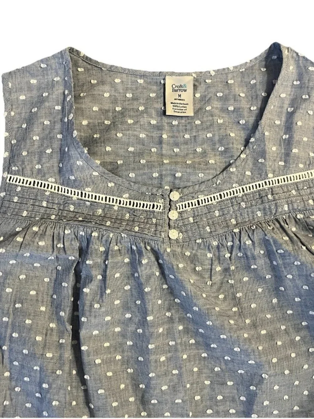 Women’s Croft & Barrow Cotton Chambray Swiss Dot Nightgown Medium